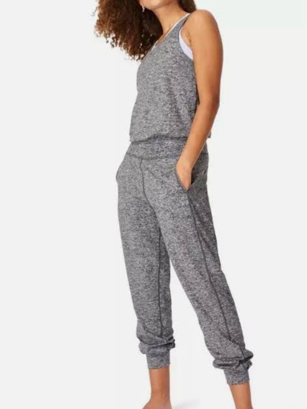 Sweaty Betty Heather Gray Sleeveless Knit Jumpsuit Size M